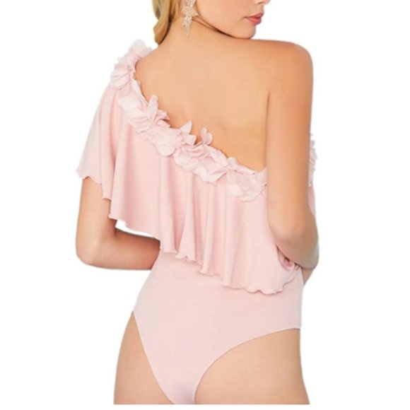 LAST ONE! Blush Rose One Shoulder Bodysuit - Picture 3 of 5